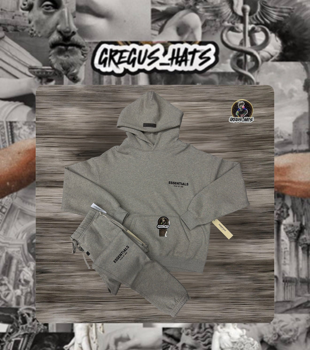 Set ESSENTIAL( PANTS & HOODIE) Dark Oatmeal.