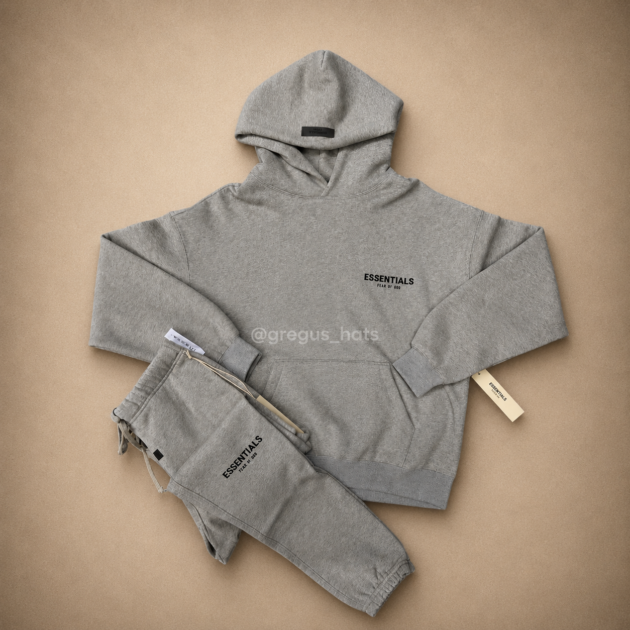 Set ESSENTIAL( PANTS & HOODIE) Dark Oatmeal.