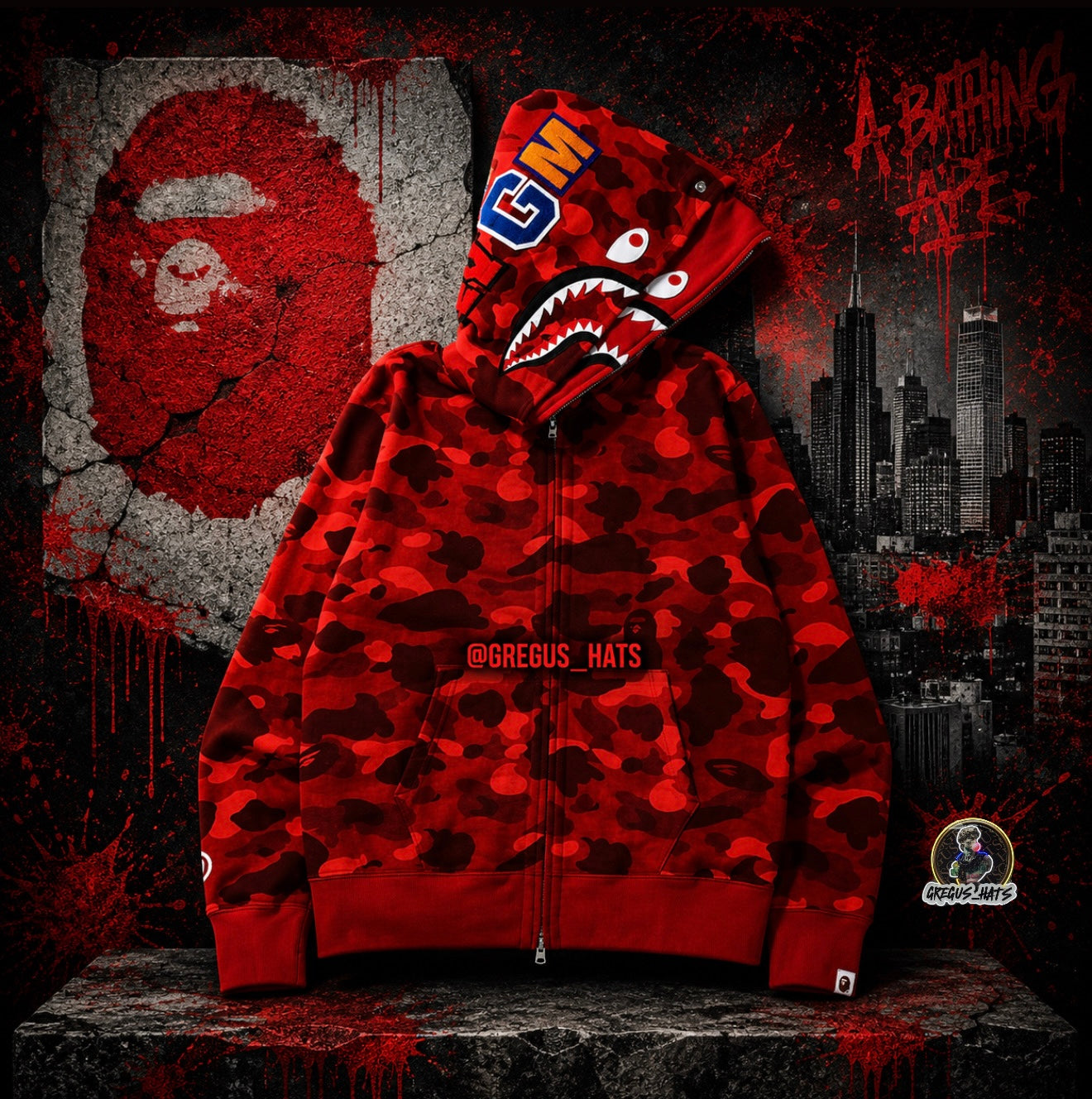 Vape Hoodie (RED) Doble Gorro