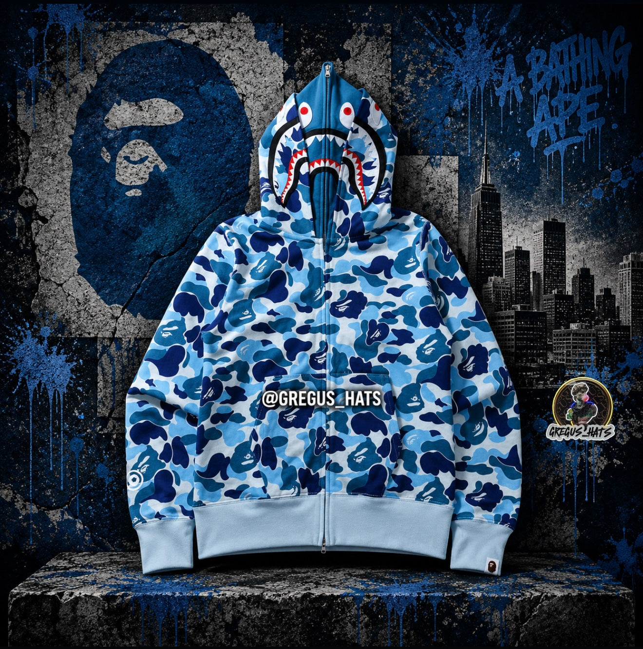 Vape Hoodie (Baby Blue) Doble Gorro