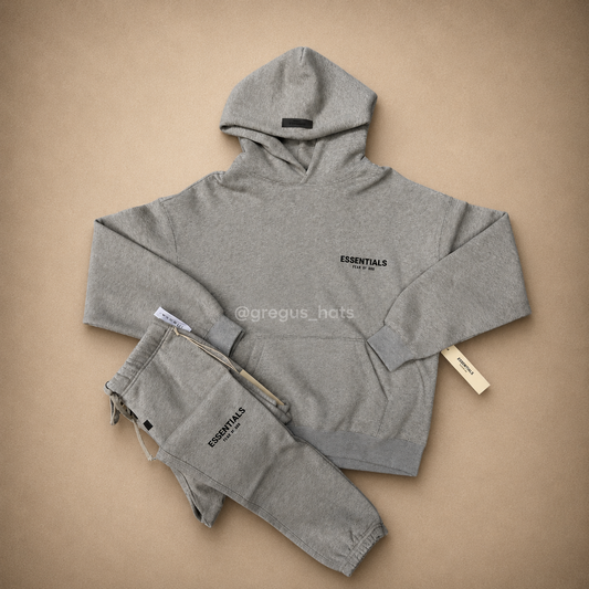 Set ESSENTIAL( PANTS & HOODIE) Dark Oatmeal.
